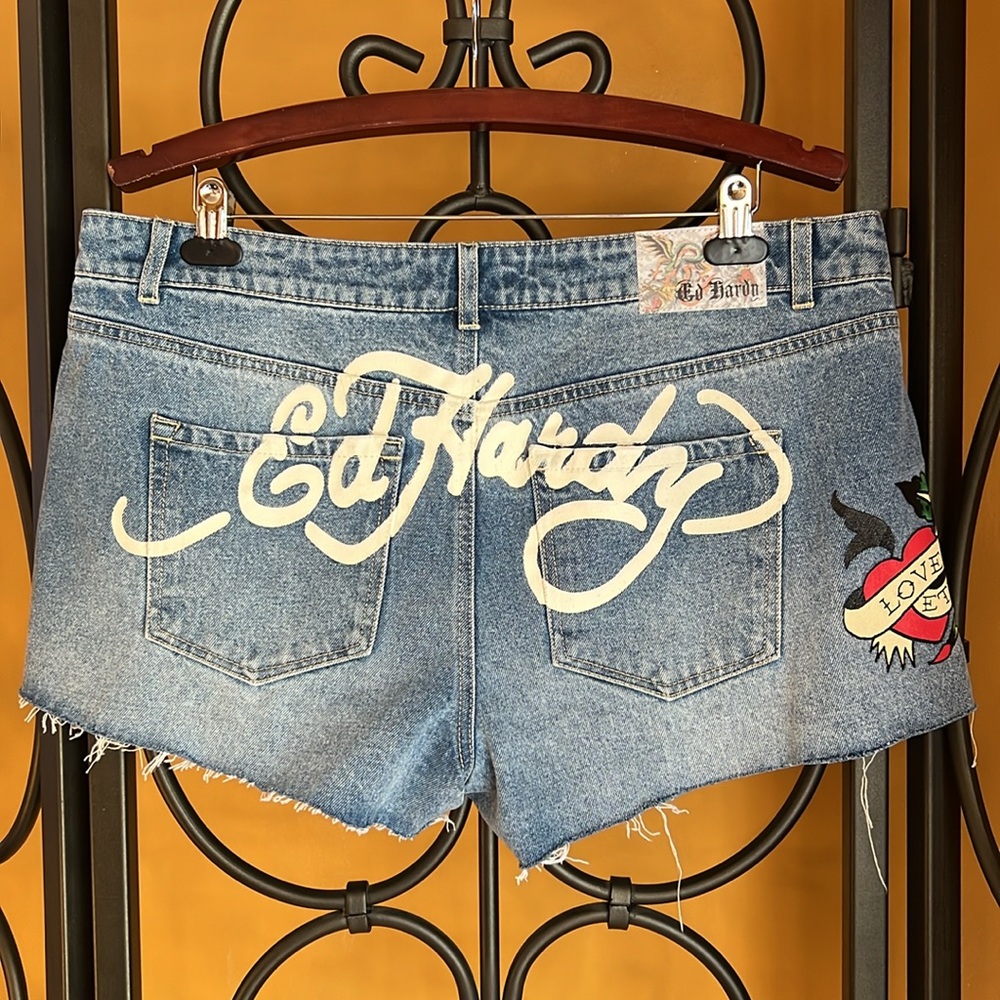 ED HARDY Love Eternal Denim Shorts